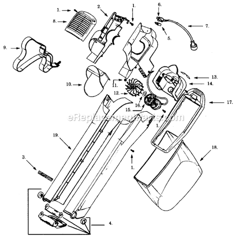 Page A Diagram and Parts List for GATORVAC  Weed Eater Leaf Blower / Vacuum